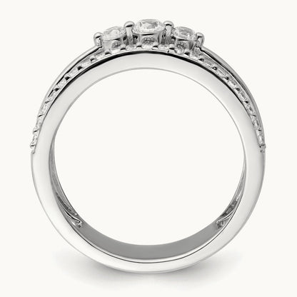 Polished Diamond Double Band Fashion Ring, 14K White Gold