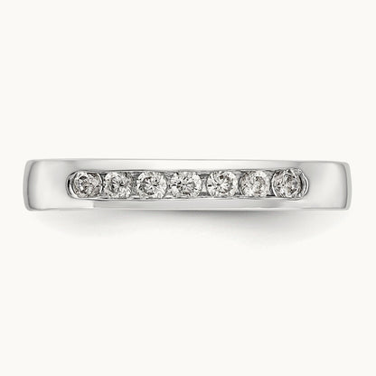 Setting: 7- Stone Closed Channel Band Mounting, 2mm — 14K White Gold