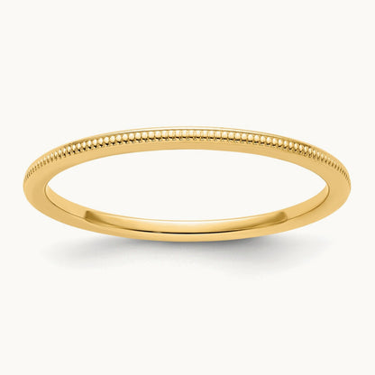 Milgrain Stackable Band — 14K Yellow Gold, 1.2mm