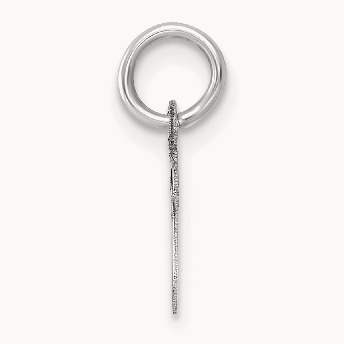 Small Script Letter V Initial Charm, 14K White Gold