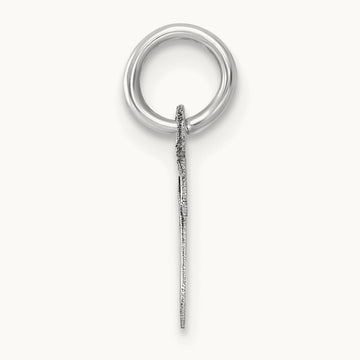 Small Script Letter V Initial Charm, 14K White Gold
