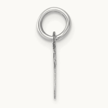 Small Script Letter V Initial Charm, 14K White Gold