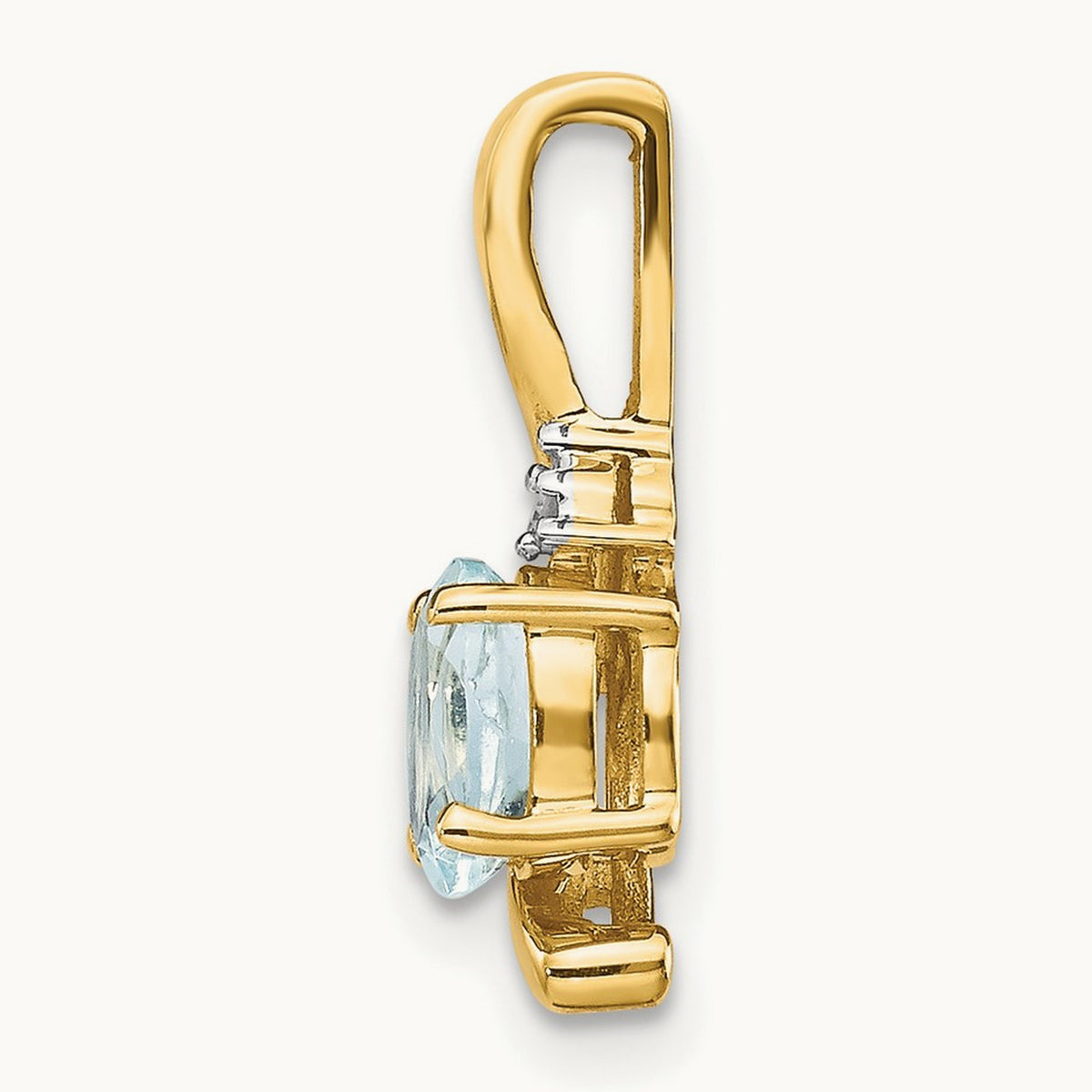 Aquamarine and Diamond Pendant — 14K Yellow Gold