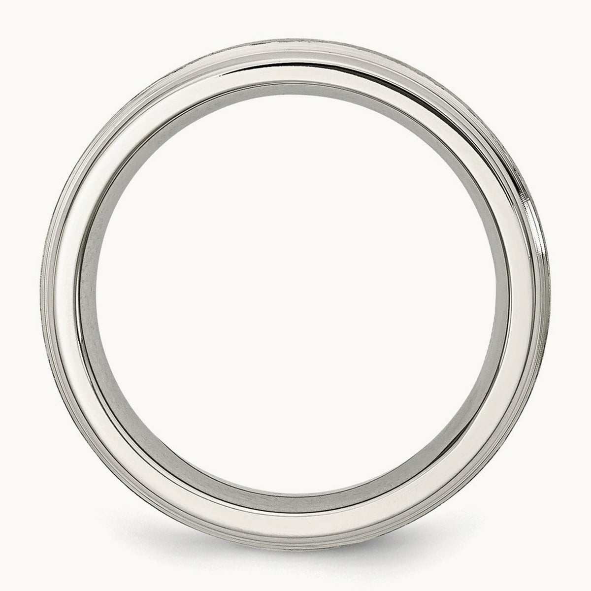 Polished w/Satin Center Grooved Edge Band, 6mm, Stainless Steel
