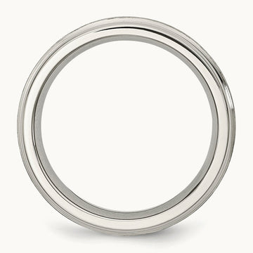 Polished w/Satin Center Grooved Edge Band, 6mm, Stainless Steel
