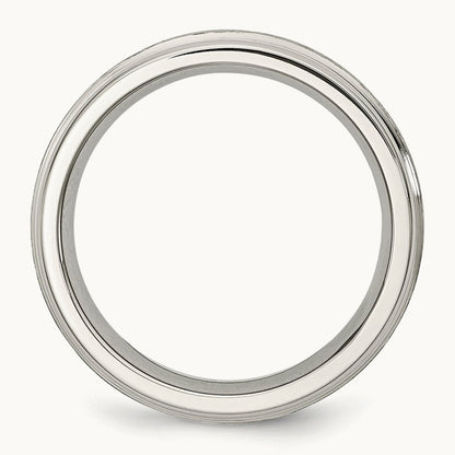 Polished w/Satin Center Grooved Edge Band, 6mm, Stainless Steel