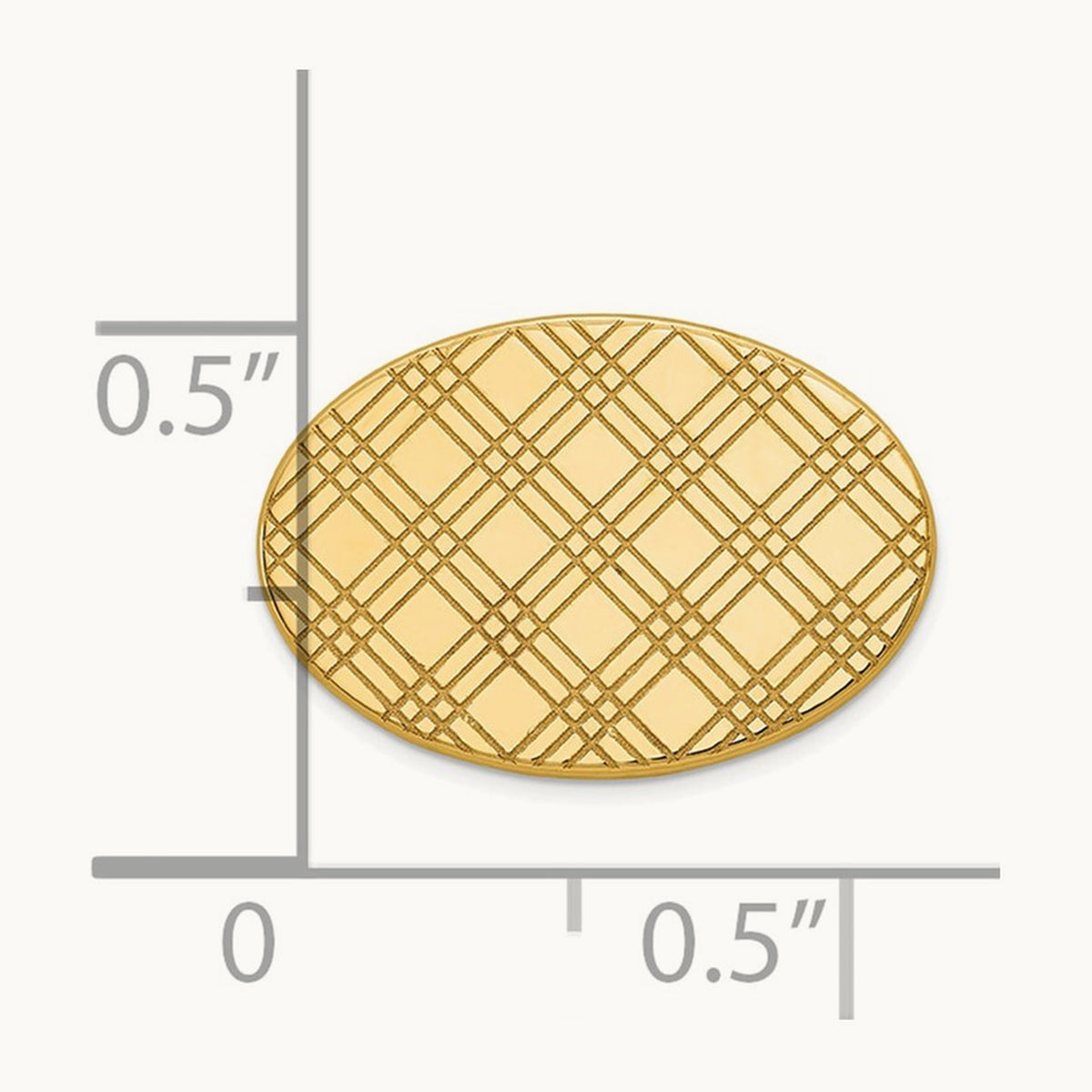 Men's Checkered Pattern Oval Tie Tac, 14K