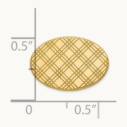 Men's Checkered Pattern Oval Tie Tac, 14K
