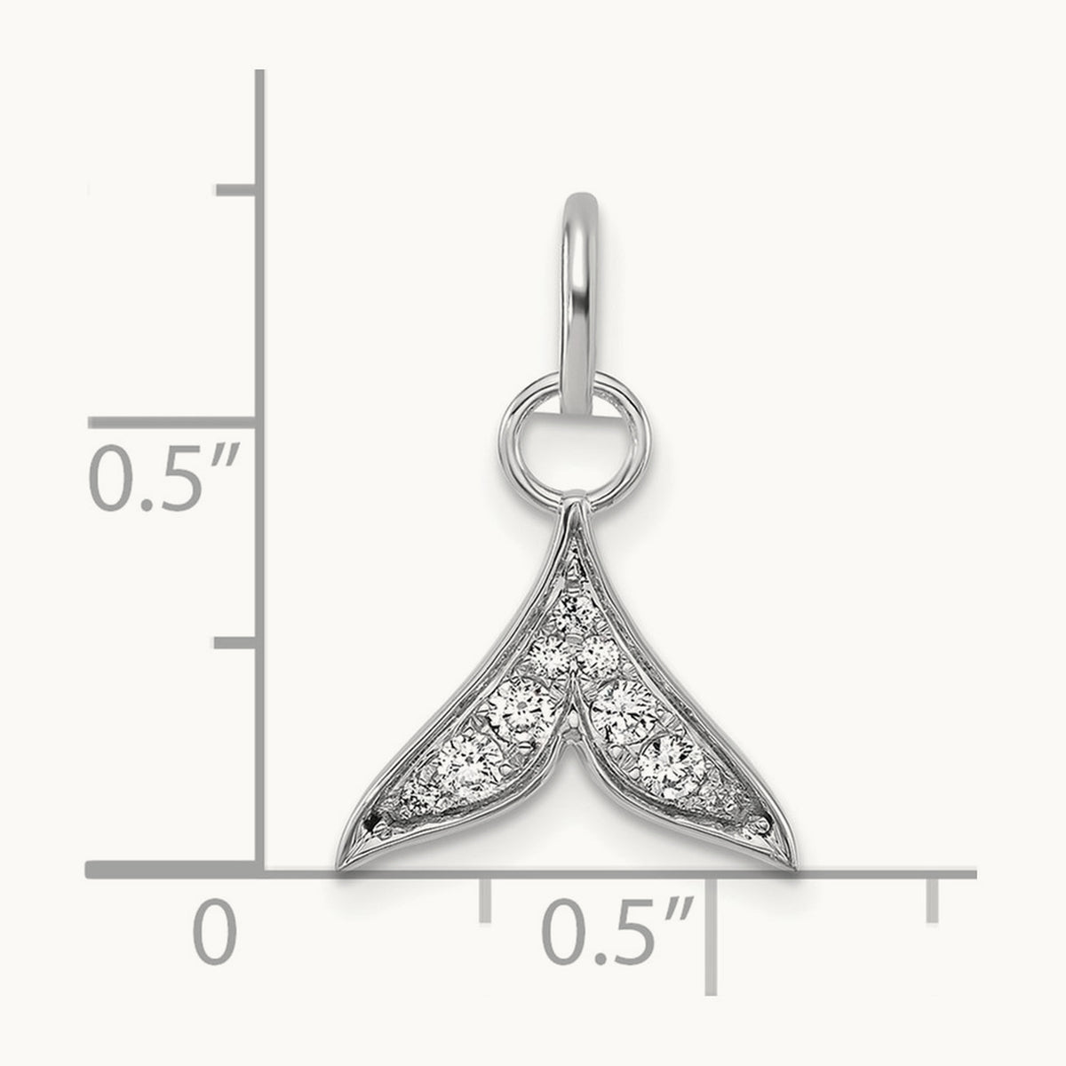 Polished Diamond Whale Tail Charm, 14K White Gold