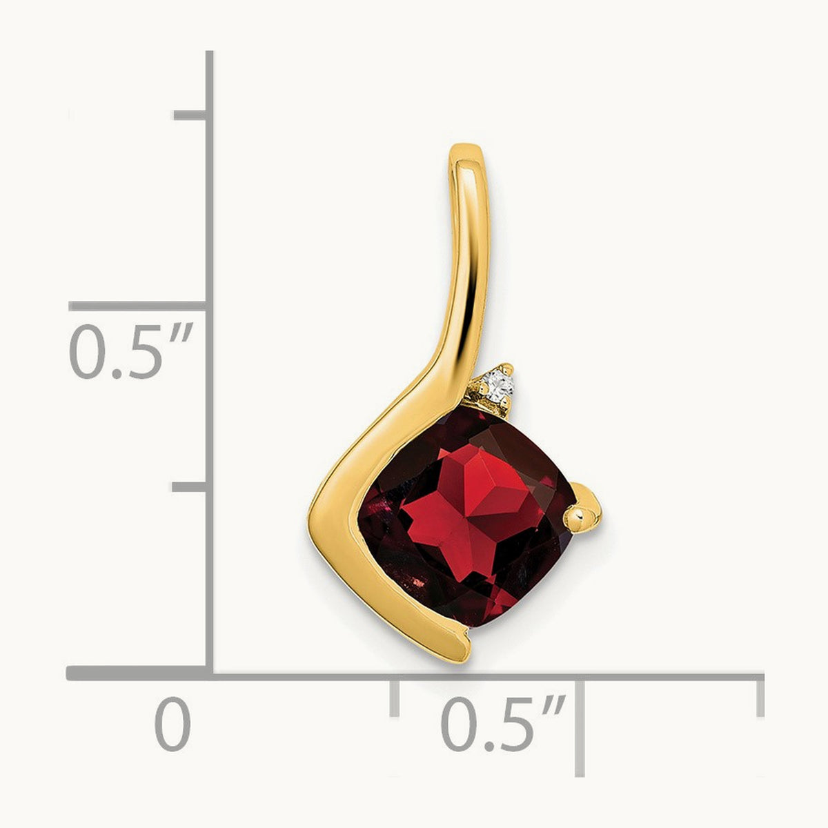 Cushion Garnet and Diamond Pendant — 14K Yellow Gold