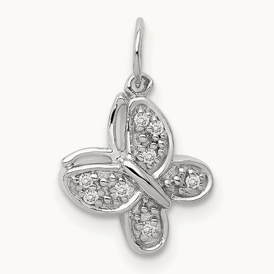 Diamond Butterfly Charm, 14K White Gold