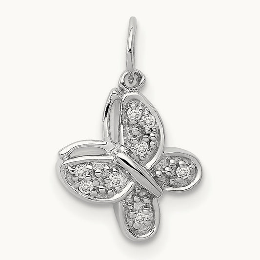 Diamond Butterfly Charm, 14K White Gold