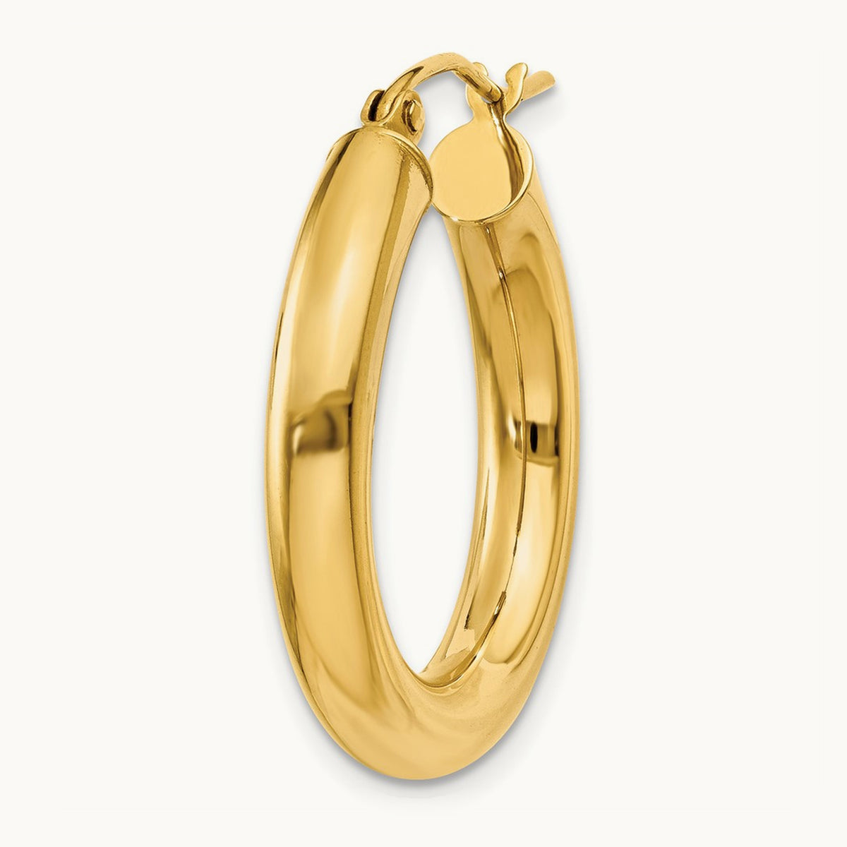 Single 14k Polished Lightweight Tube Hoop Earring, 4mm