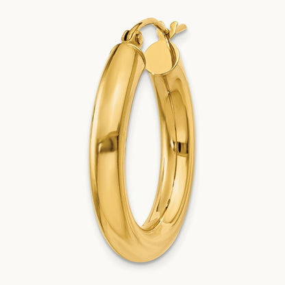 Single 14k Polished Lightweight Tube Hoop Earring, 4mm