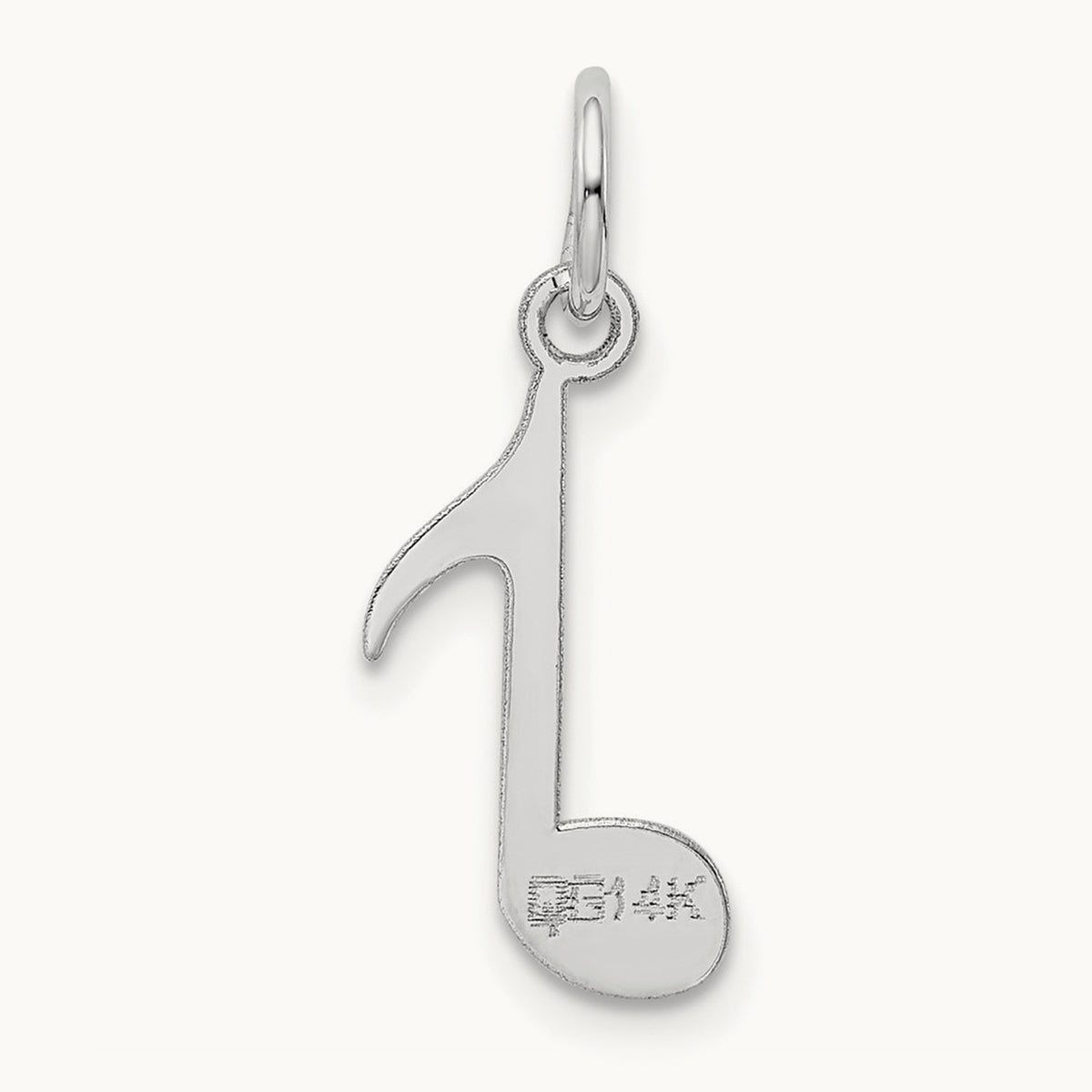 Polished Musical Note Charm — 14K White Gold, 21mm