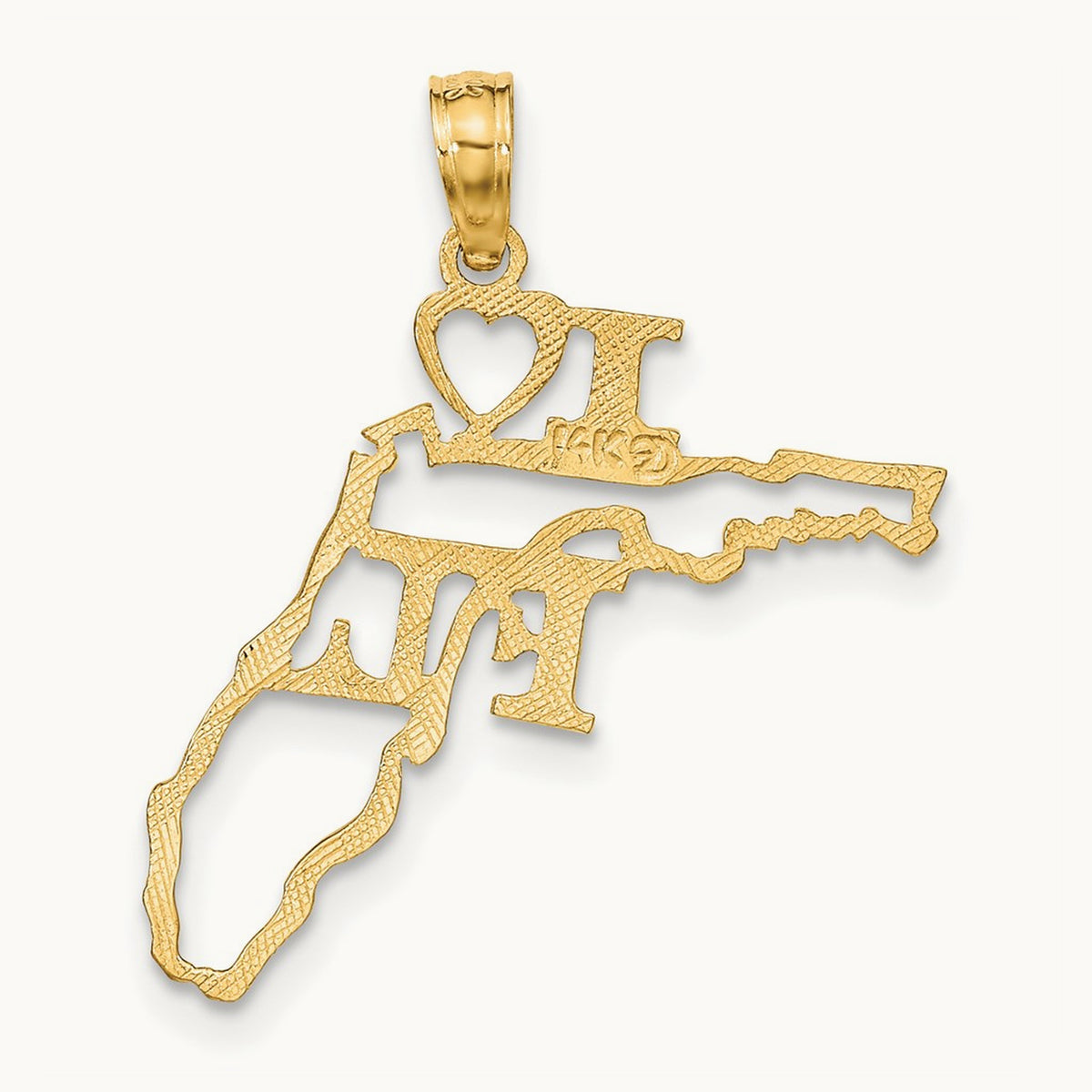 Solid Florida State Pendant, 14K