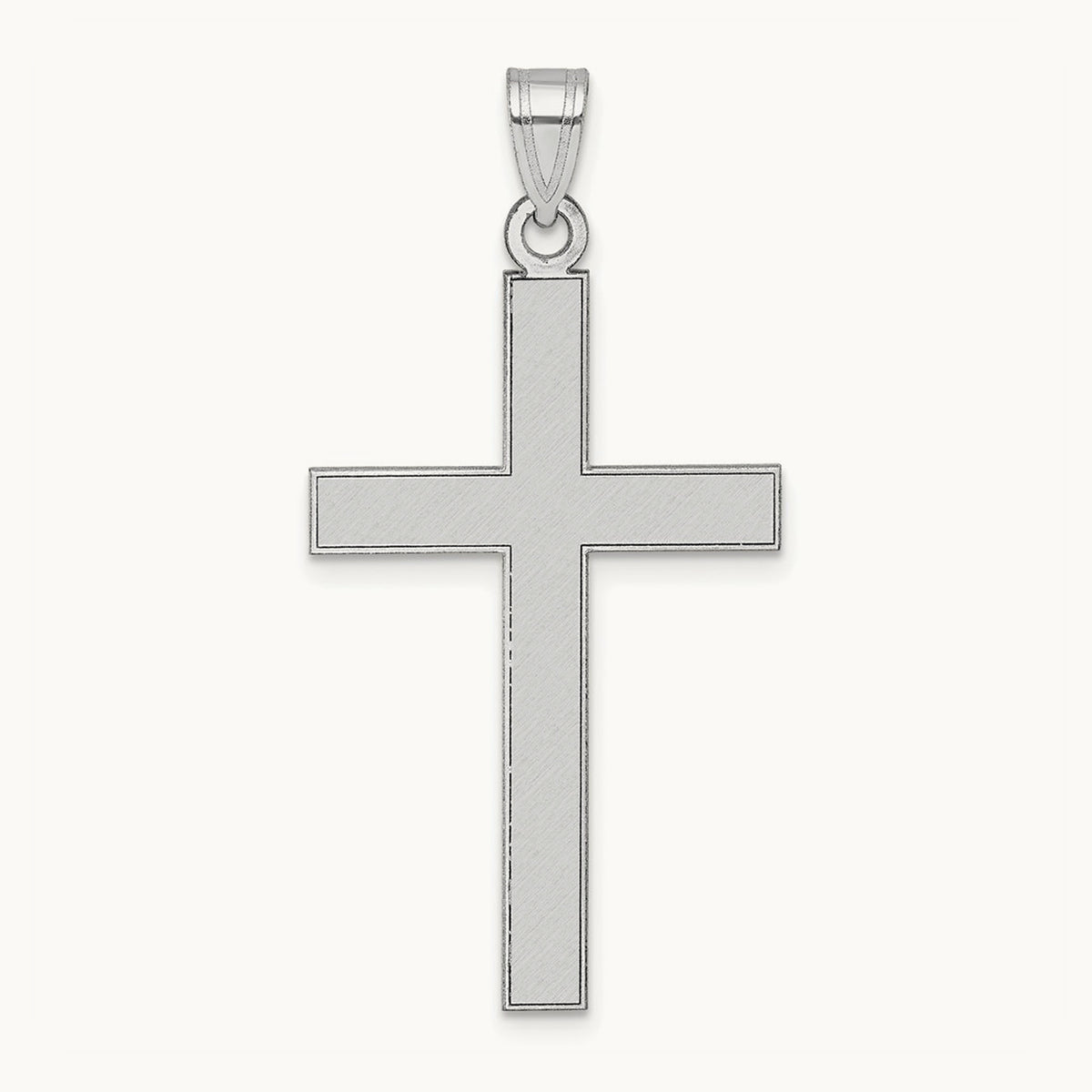 Florentine Satin Cross Pendant — 14K White Gold, 42.6mm