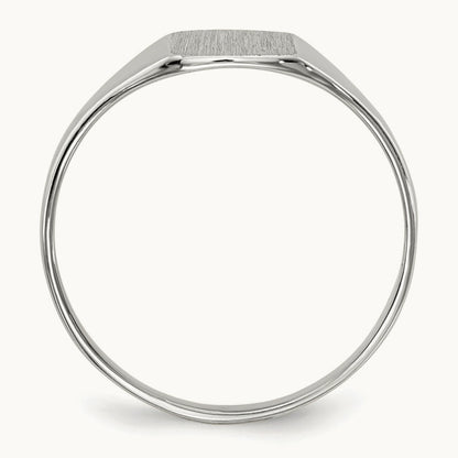 7.0x8. Closed Back Signet Ring, 5mm, 14K White Gold