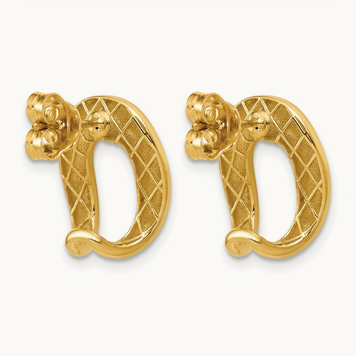 Polished Fancy J-Hoop Post Earrings, 14K — Leslie's