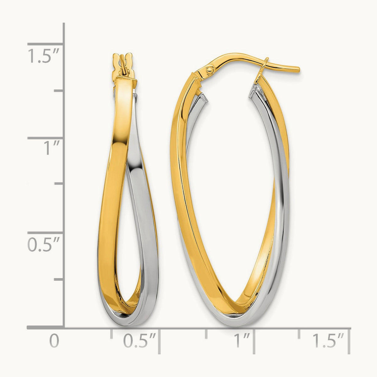 Polished Oval Double Hoops, 14K Two Tone