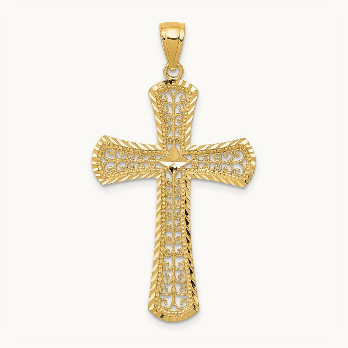Diamond-cut Filigree Cross Pendant — photo set