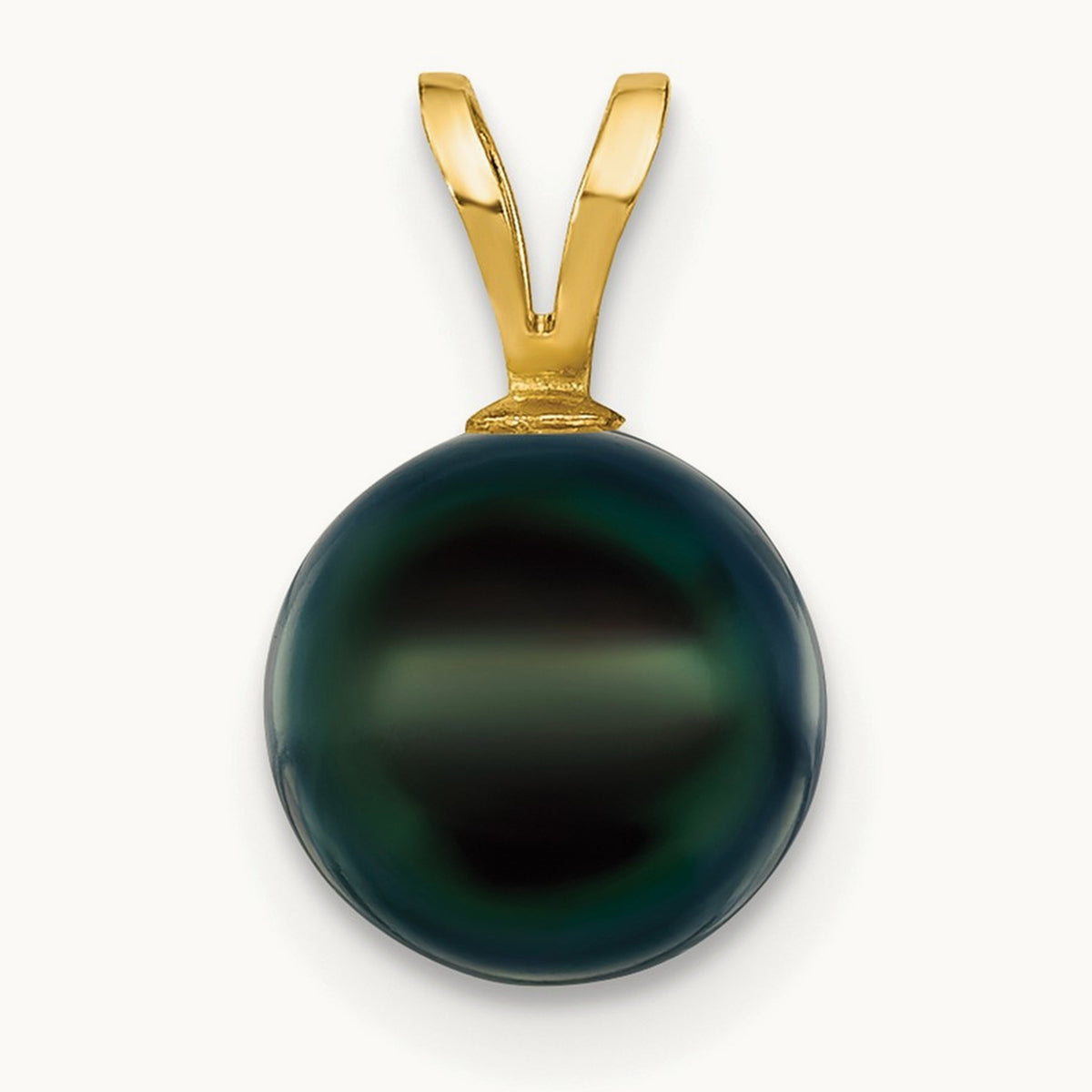 8- Black Saltwater Akoya Cultured Pearl Pendant, 9mm, 14K Gold