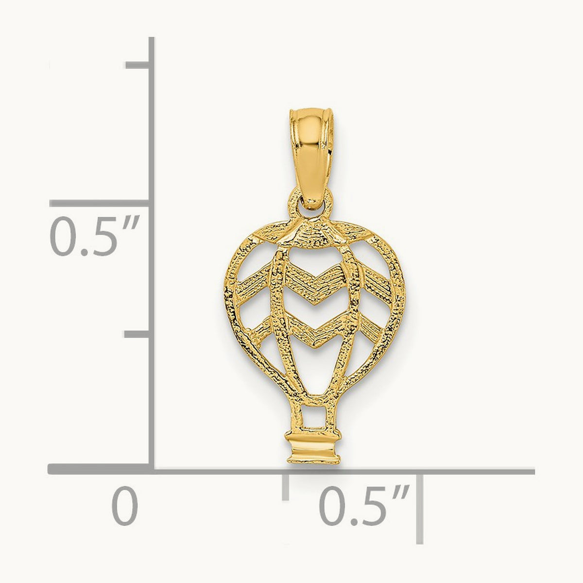 Cut-Out Flat Hot Air Balloon Charm, 14K