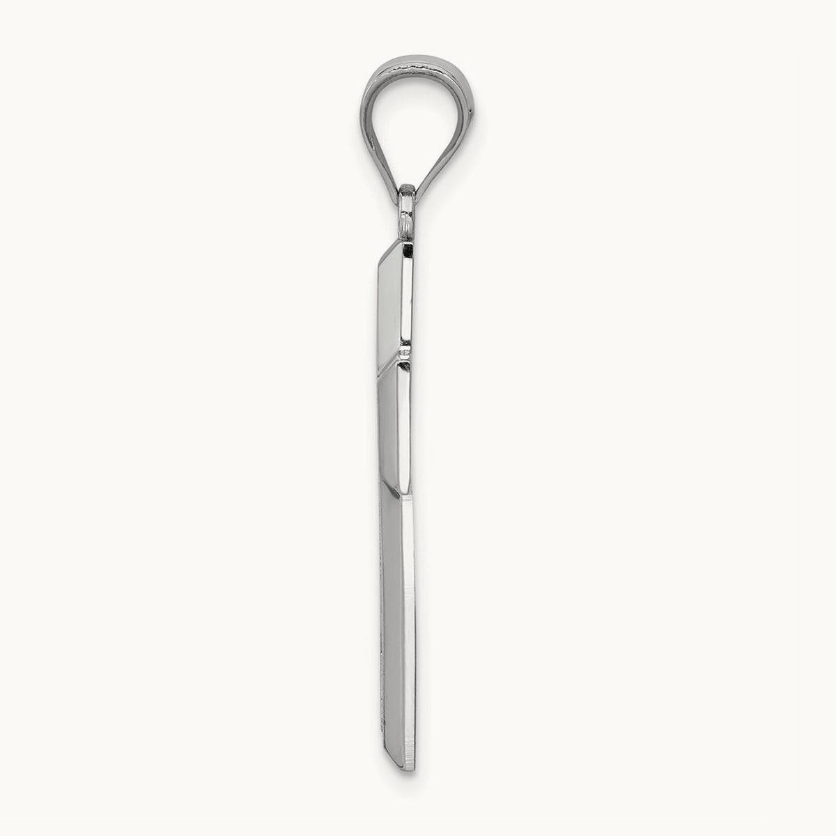 Polished / Textured Cross Pendant — 14K White Gold