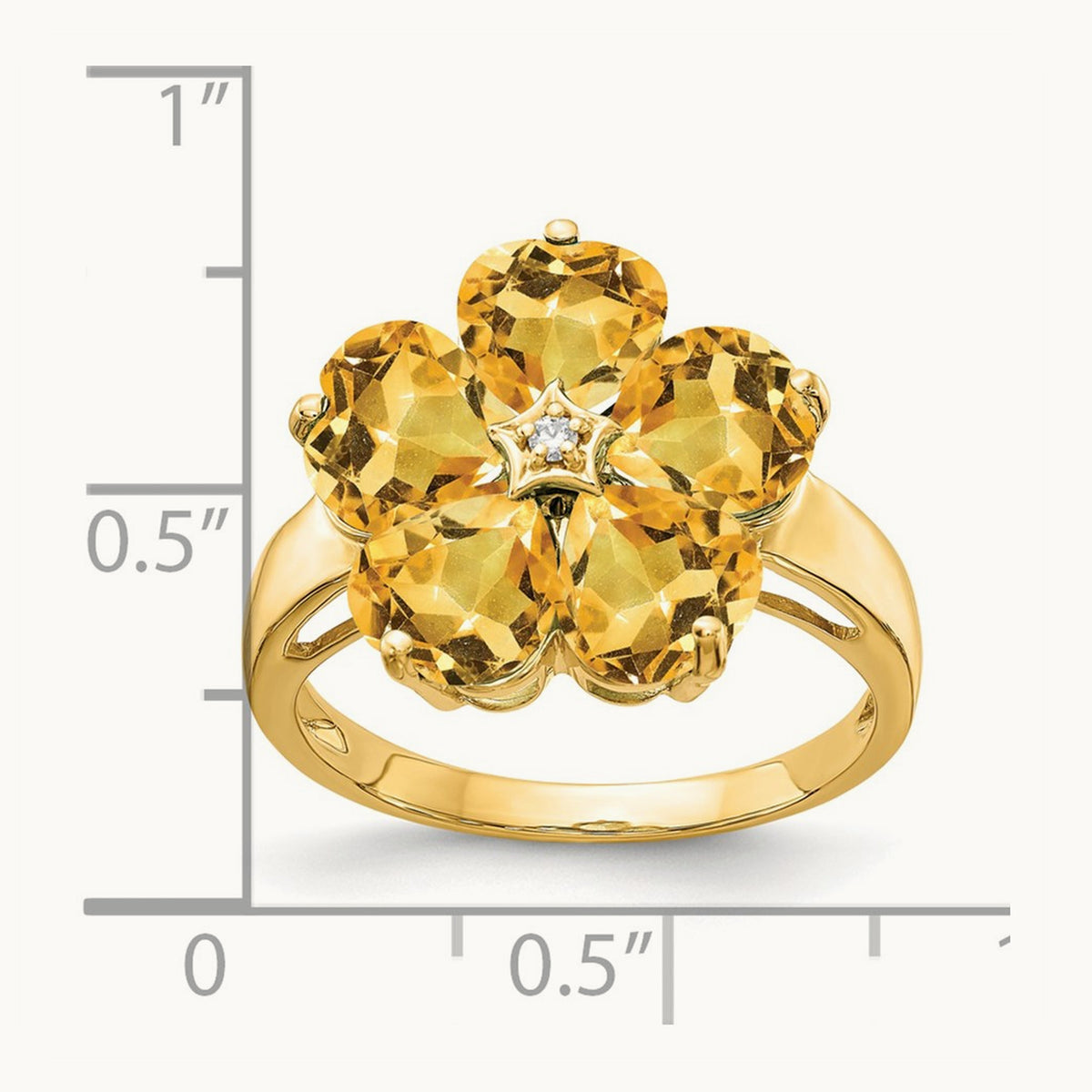 Heart Citrine AA Diamond ring — photo set