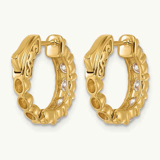 1.7ct 10- Round Hoop w/ Safety Clasp Diamond Earrings, 3.5mm, 14K