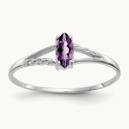 Amethyst Birthstone Ring, 14K White Gold