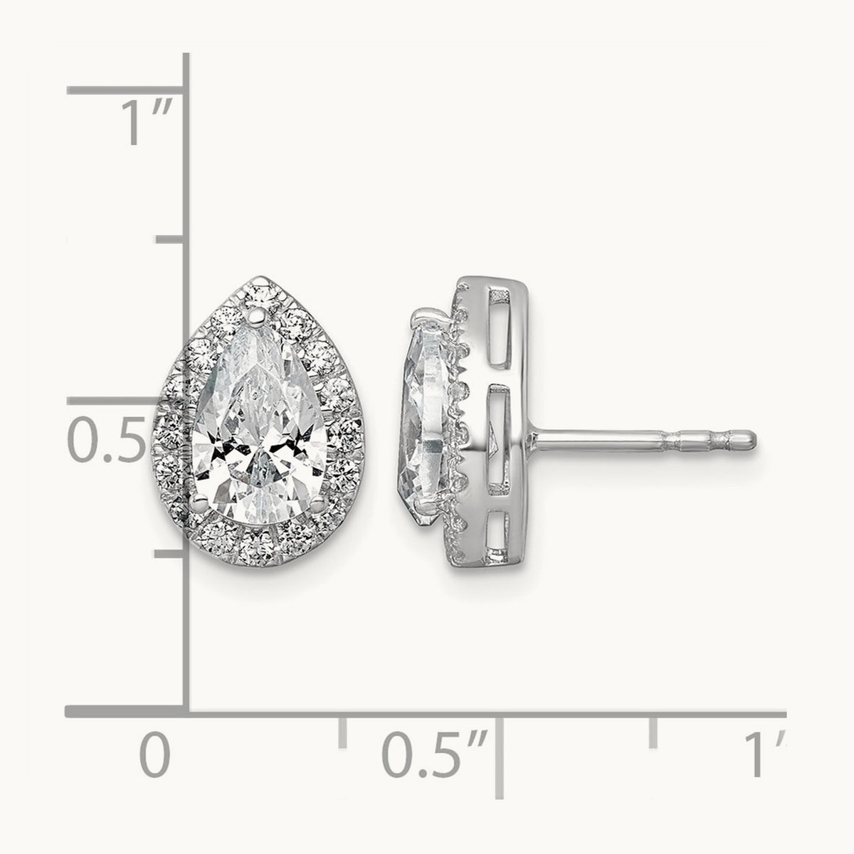 Pear Halo Post Earrings, 1.25-6.75 ct tw Lab-Grown Diamond — 2 3/8 ct, VS (Best), 14K White Gold