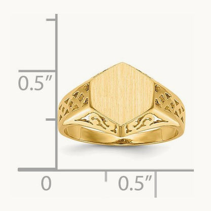 9.5x8. Open Back Signet Ring, 5mm, 14K