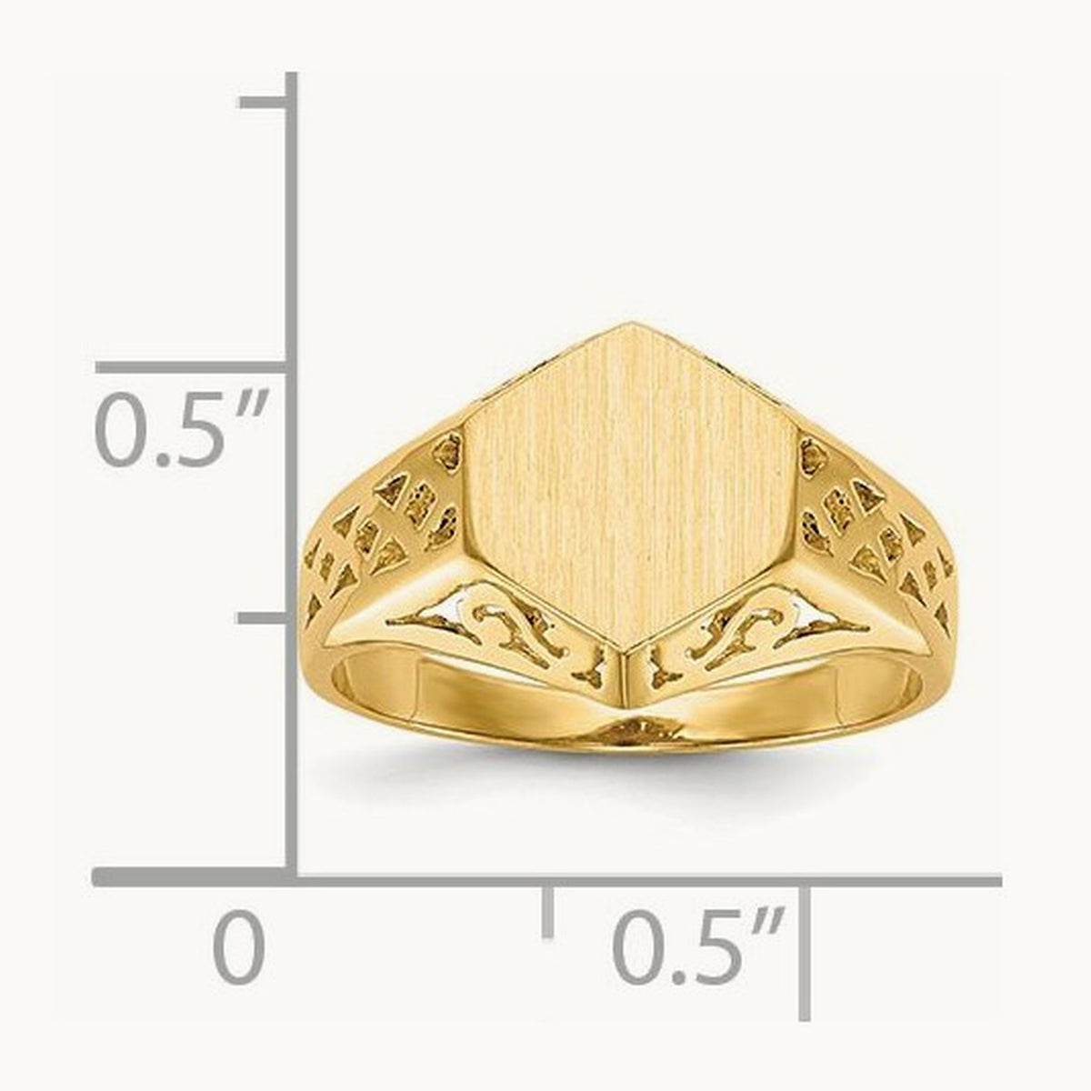 9.5x8. Open Back Signet Ring, 5mm, 14K