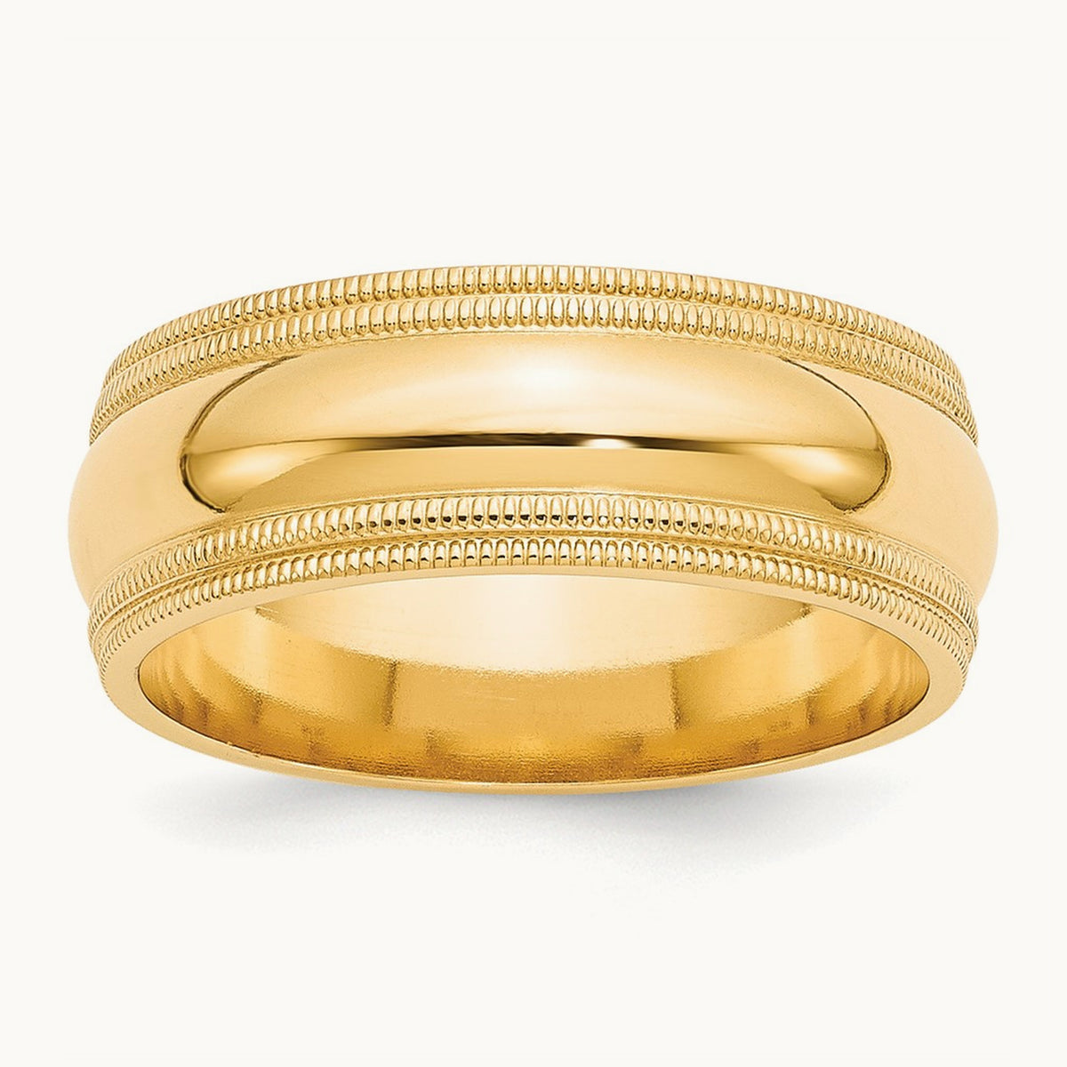 Double Milgrain Comfort Fit Band, 8mm, 10K Yellow Gold