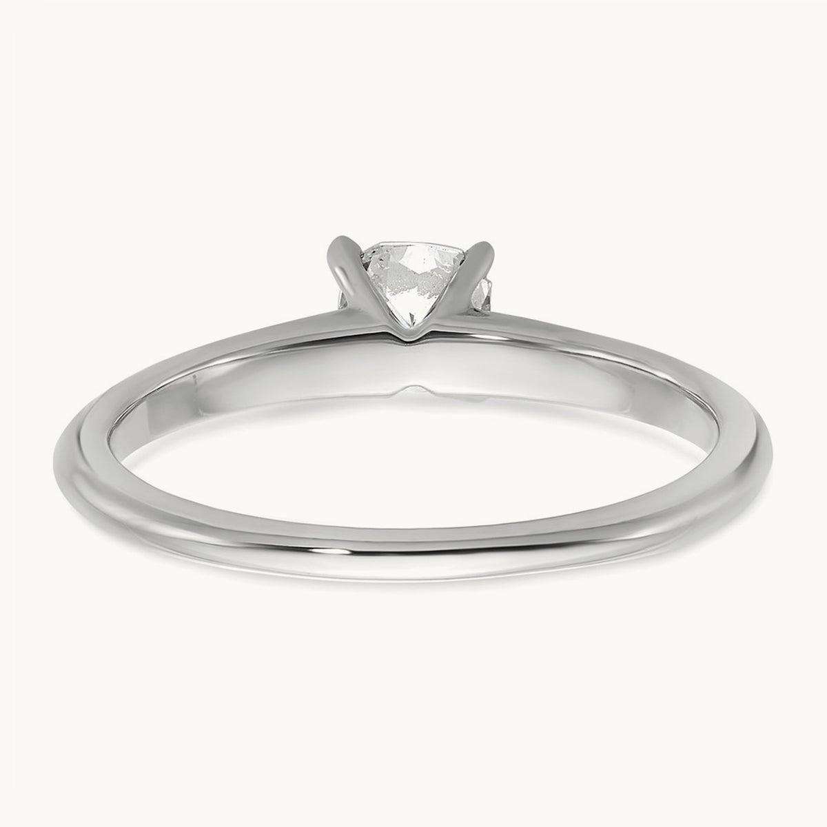 1/2ct Cert Lab Grown Diamond VS+ F+ Cushion Comp Solitaire Eng Ring, 14K White Gold