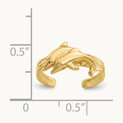 Dolphin Toe Ring, 14K