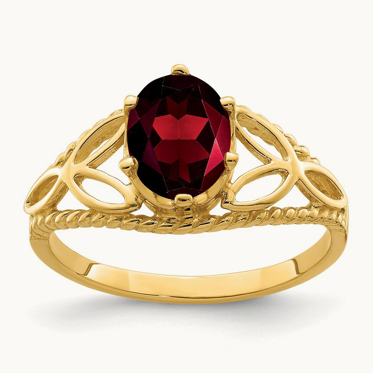 8x6mm Oval Garnet ring, 14K