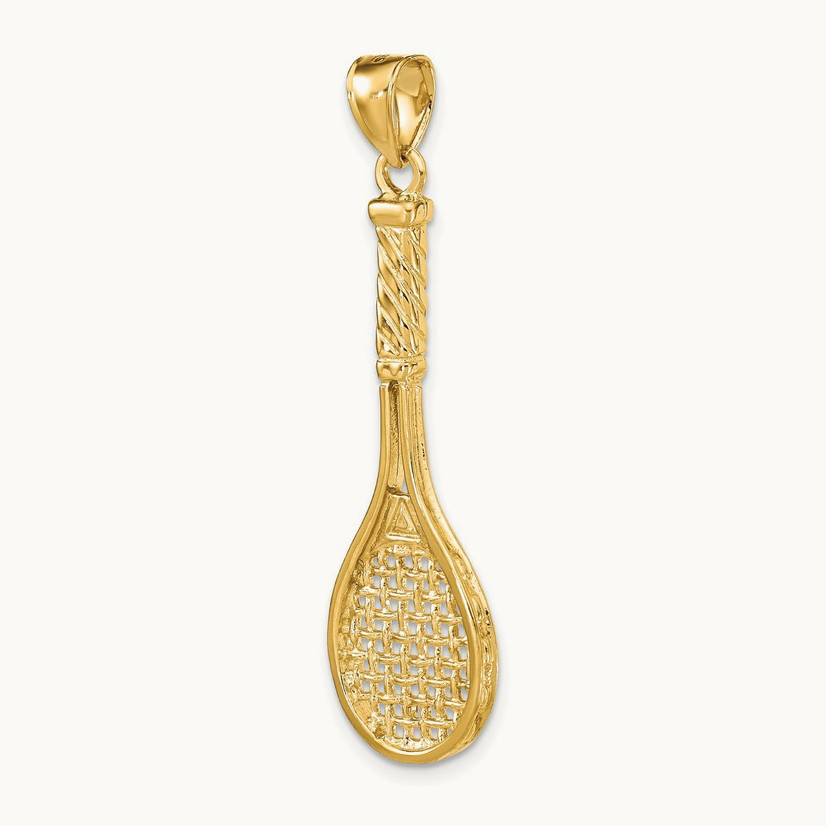 3-D Polished Tennis Racquet Charm, 14K