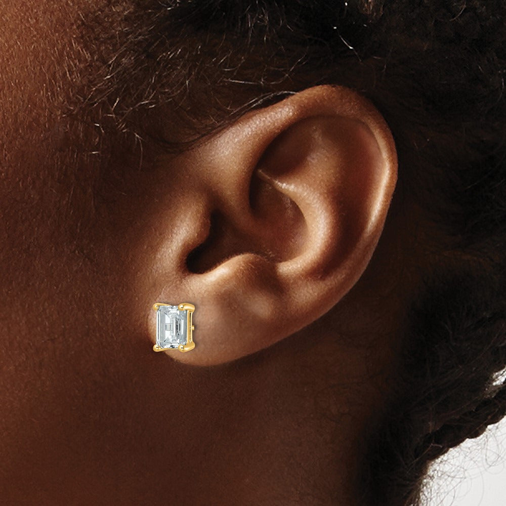 Emerald Four-Prong Stud Earrings, 0.50-6.00 ct tw Lab-Grown Diamond — 3 ct, 14K Yellow Gold