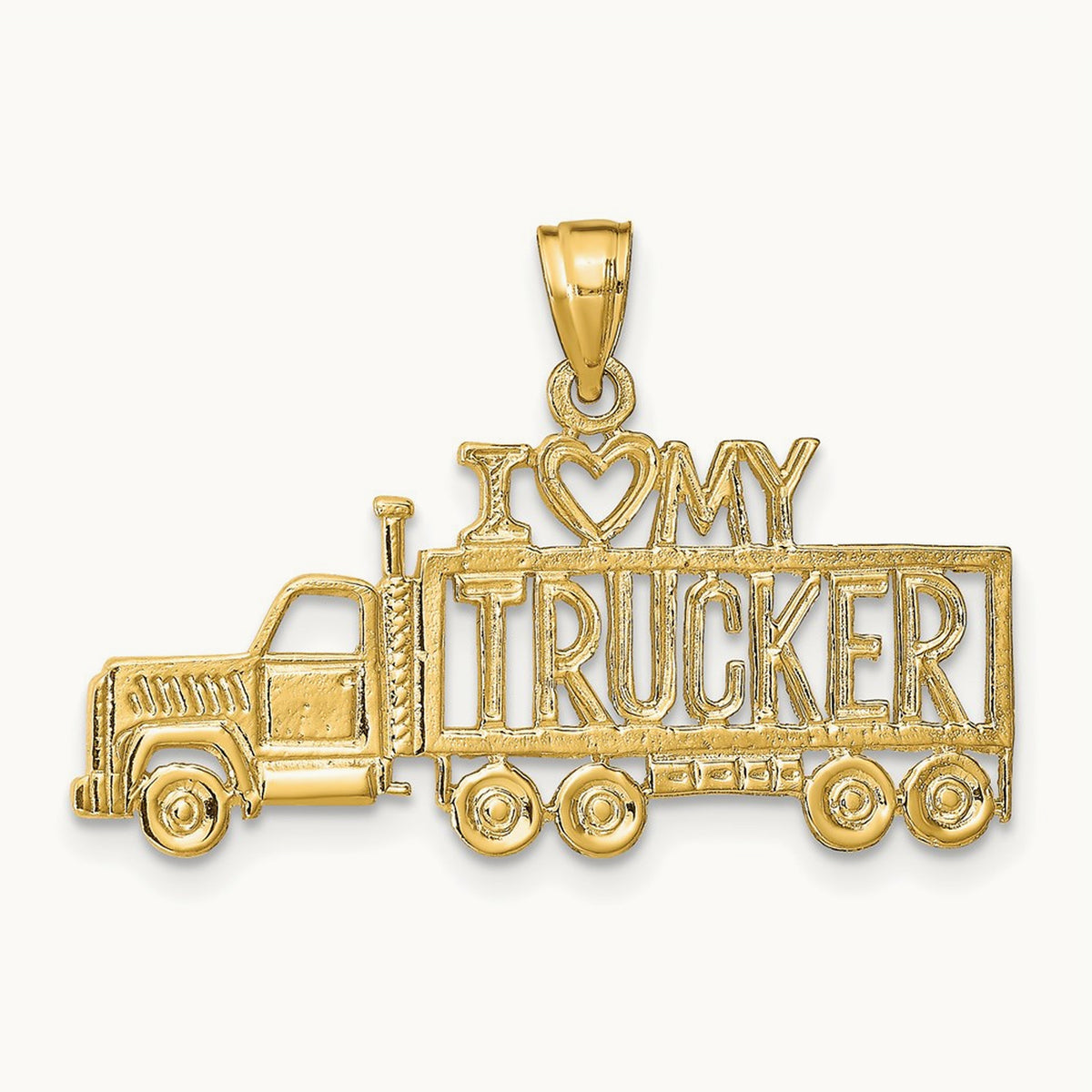 I LOVE MY TRUCKER Truck Pendant, 14K