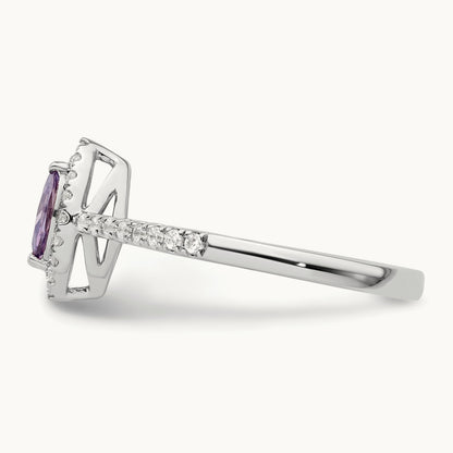 Amethyst Feb Birthstone Ring, 0.20 ct tw Lab-Grown Diamond