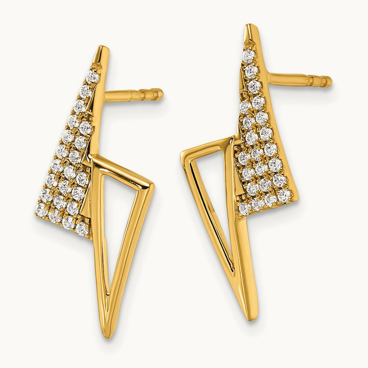 Polished Diamond Geometric Fashion Post Earrings, 14K