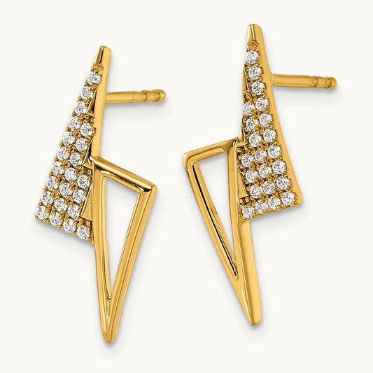 Polished Diamond Geometric Fashion Post Earrings, 14K