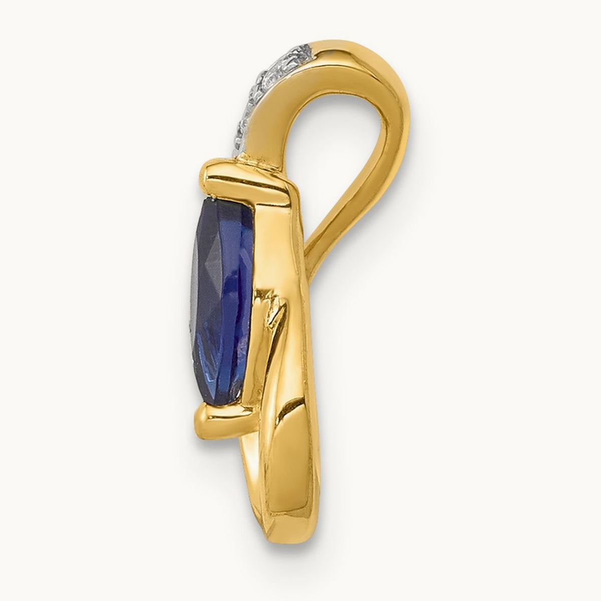 Diamond and .28 Sapphire Teardrop Slide, 14K
