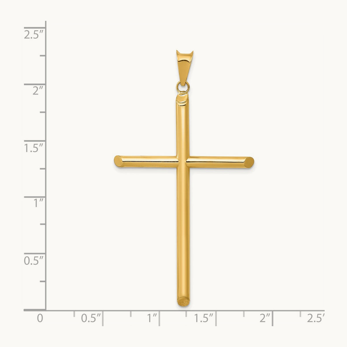 3-D Polished Hollow Cross Pendant, 14K