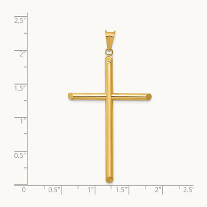 3-D Polished Hollow Cross Pendant, 14K