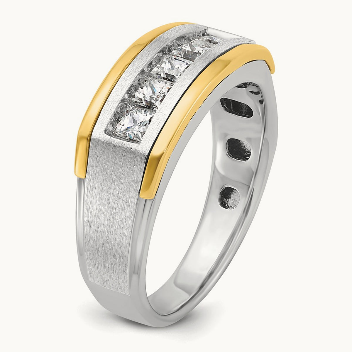 IBGoodman Men's Polished & Satin 5-Stone Diamond Ring, 14K Two-tone