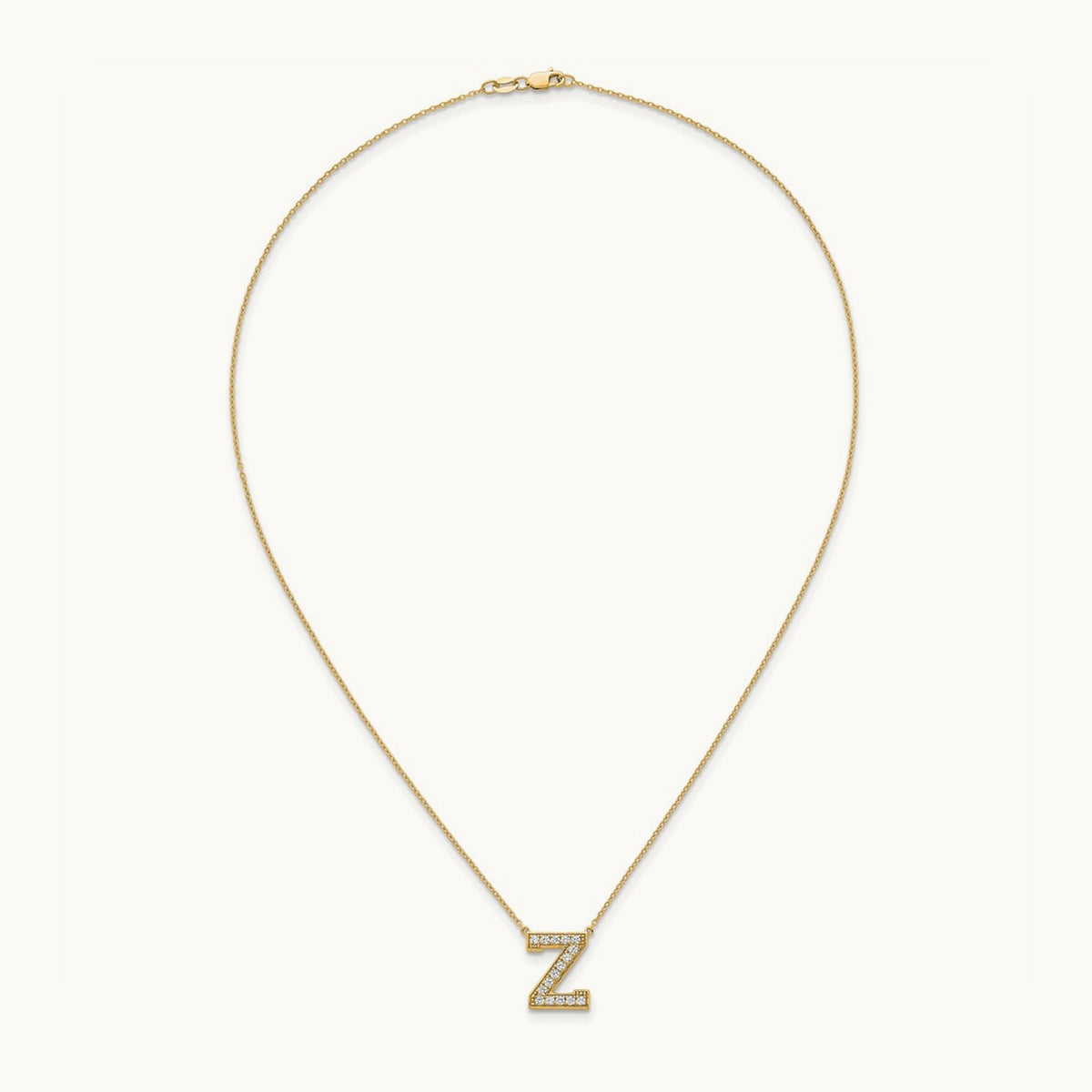 Initial Necklace — 14K Yellow Gold, Z, 3/8 ct