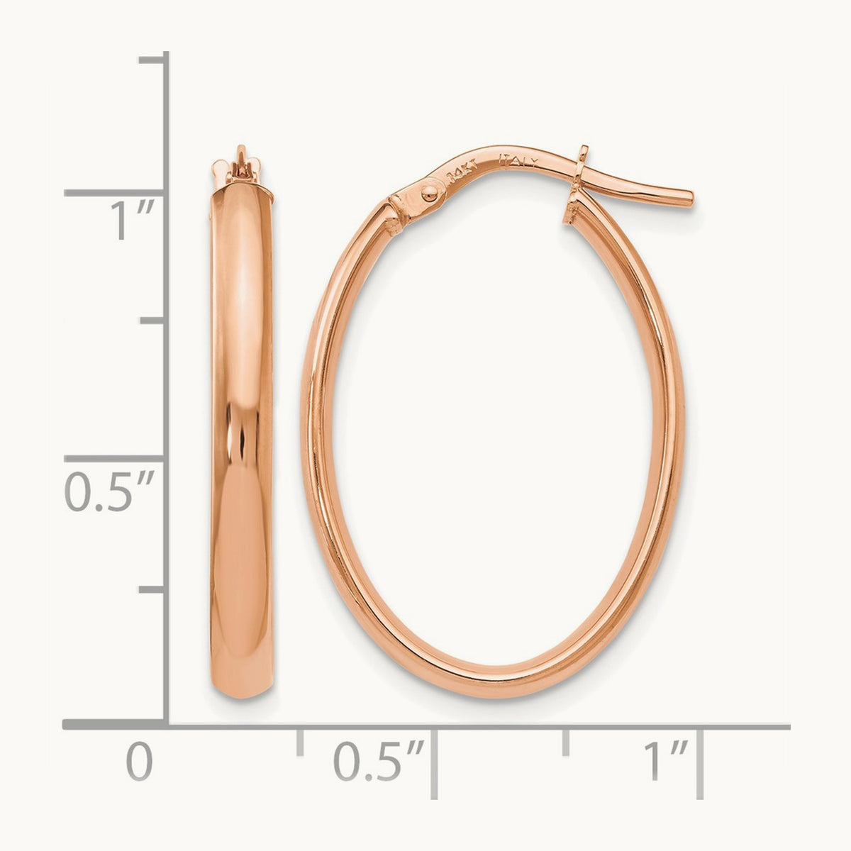 Polished Oval Hoop Earrings, 14K Rose Gold — Leslie's